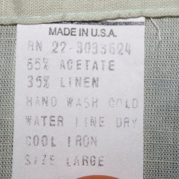 Vintage Tie Front Button Down Shirt Green Large - Picture 9 of 10